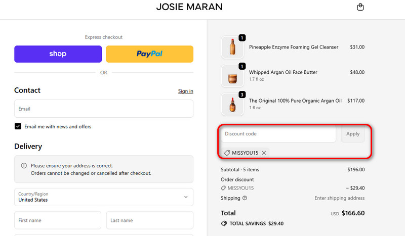 Josie Maran Coupon Code