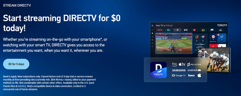 Directv Now Free Trial 30 Days