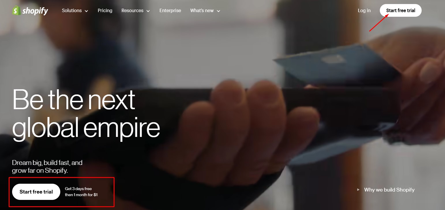 Shopify trial $1 offer