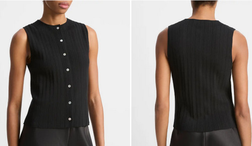 Variegated Rib Sleeveless Cotton Sweater